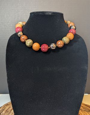 18 inch Multi-color Earth Tone Kazuri Bead Necklace