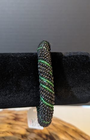 Thin Black and Green Massai Bead Bracelet