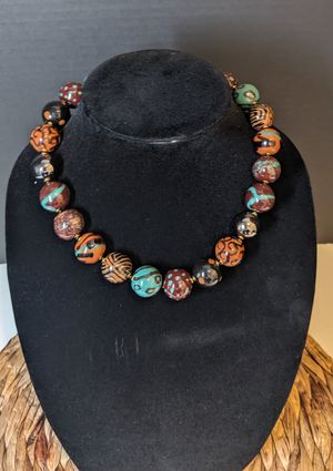 18 inch Multi-colored Kazuri Bead Necklace