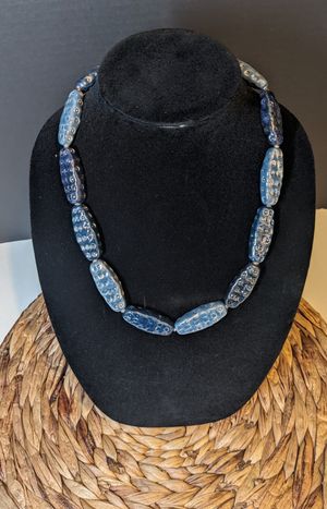 22 inch Blue Kazuri Bead Necklace
