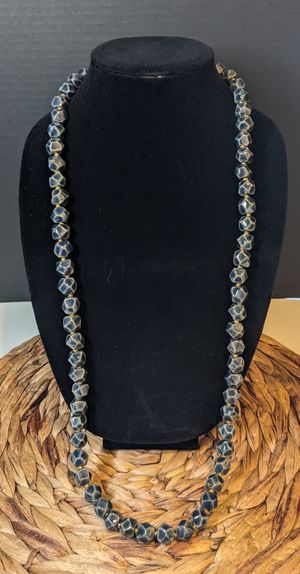30 inch Blue Kazuri Bead Necklace