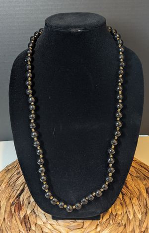 30 inch Black Kazuri Bead Necklace