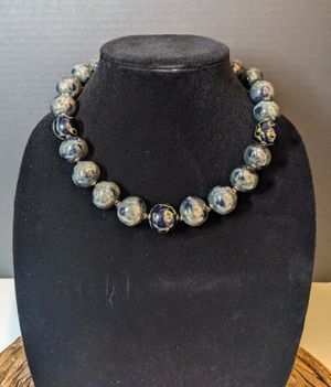 18 inch Marbled Kazuri Bead Necklace
